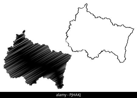 Grand Est (Frankreich, administrative Region) Karte Vektor-illustration, kritzeln Skizze Alsace-Champagne - Ardenne-Lorraine (acal oder ALCA) Karte anzeigen Stock Vektor