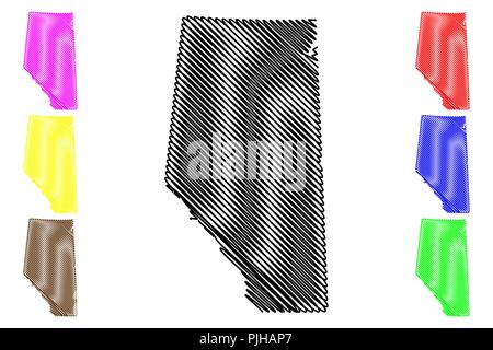 Alberta (Provinzen und Territorien Kanadas) Karte Vektor-illustration, kritzeln Skizze Alberta Karte Stock Vektor