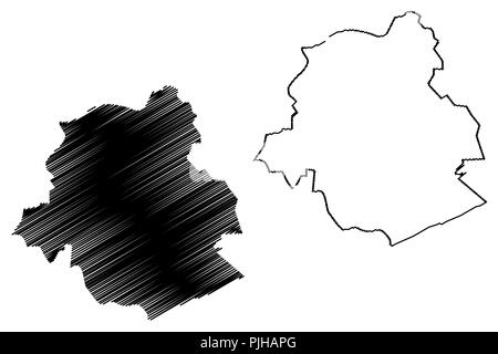 Brüssel (Gemeinschaft und Region von Belgien, Königreich Belgien) Karte Vektor-illustration, kritzeln Skizze Karte der Region Brüssel-Hauptstadt Stock Vektor
