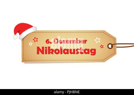 6. Dezember Sankt Nikolaus Tag Papieretikett mit Sterne Vector Illustration Stock Vektor