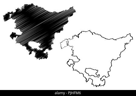 Baskenland (Königreich Spanien, autonome Gemeinschaft) Karte Vektor-illustration, kritzeln Skizze Autonome Baskische Gemeinschaft Karte Stock Vektor