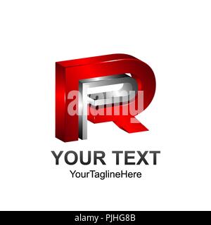 3D Buchstaben PR oder RP erste Alphabet Logo Design Template element Stock Vektor