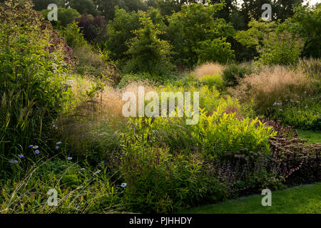 Blumenrabatten am Ende des Sommers Stockfoto