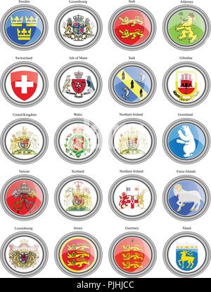 Reihe von Icons. Wappen der Europa. Stock Vektor