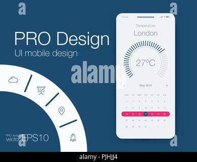 Wetter UI. Material Design. Vektor illustration Stock Vektor