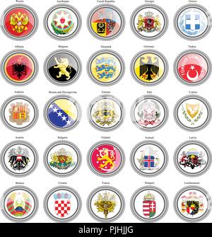 Reihe von Icons. Wappen der Europäischen Länder. Stock Vektor