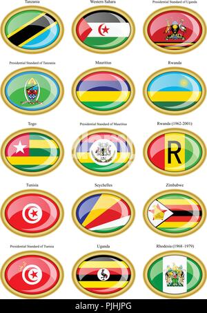 Set von Icons. Flaggen der Afrika. Stock Vektor
