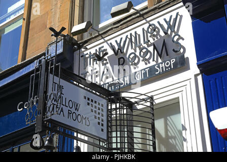 Die ursprüngliche Willow Tea Room, entworfen von Charles Rennie Mackintosh, auf der Sauchiehall Street, Glasgow, Großbritannien Stockfoto