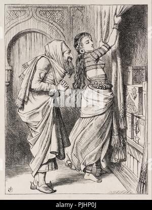 Die Frau zeigt Alnaschar der verborgene Schatz, durch den Dalziel Brüder graviert veröffentlicht 1864 Sir John Tenniel 1820-1914 präsentiert von Gilbert Dalziel 1925 http://www.tate.org.uk/art/work/N04127 Stockfoto