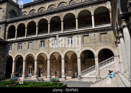 Frankreich, die Stadt Paris, Ile de la Cite, Garten innen Hotel-Dieu Krankenhaus, Innenhof. Stockfoto