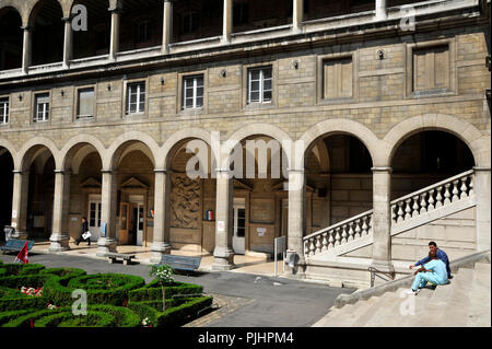 Frankreich, die Stadt Paris, Ile de la Cite, Garten innen Hotel-Dieu Krankenhaus, Innenhof. Stockfoto