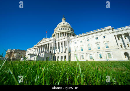 Vorsicht Band über die Vorderseite der US-Kapitol in Washington DC läuft Stockfoto