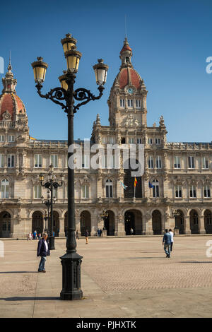 Spanien, Galizien, A Coruña, Praza de María Pita, Maria Pita Square, Concello da Coruña, Rathaus Stockfoto