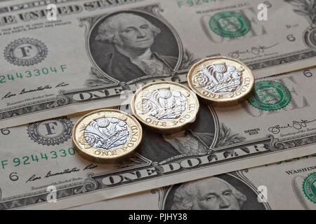 Britische Pfund (GBP), mit uns einen Dollar (USD) Wechsel Stockfoto