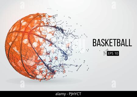 Silhouette einer Basketball Ball. Punkte, Linien, Dreiecke, Text, Farbe, Effekte und Hintergrund auf einem separaten Layer, Farbe kann mit einem Klick geändert werden. V Stock Vektor