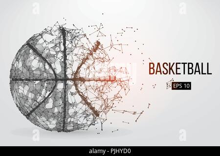 Silhouette einer Basketball Ball. Punkte, Linien, Dreiecke, Text, Farbe, Effekte und Hintergrund auf einem separaten Layer, Farbe kann mit einem Klick geändert werden. V Stock Vektor