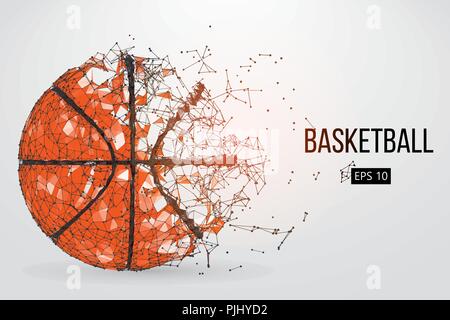 Silhouette einer Basketball Ball. Punkte, Linien, Dreiecke, Text, Farbe, Effekte und Hintergrund auf einem separaten Layer, Farbe kann mit einem Klick geändert werden. V Stock Vektor