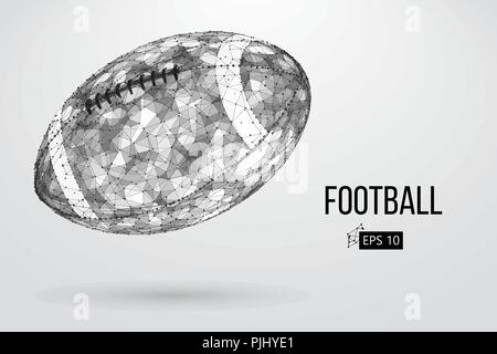 Silhouette einer Fußball-Ball. Punkte, Linien, Dreiecke, Text, Farbe, Effekte und Hintergrund auf einem separaten Layer, Farbe kann mit einem Klick geändert werden. Vec Stock Vektor