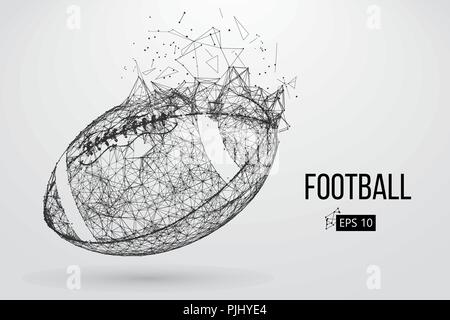 Silhouette einer Fußball-Ball. Punkte, Linien, Dreiecke, Text, Farbe, Effekte und Hintergrund auf einem separaten Layer, Farbe kann mit einem Klick geändert werden. Vec Stock Vektor