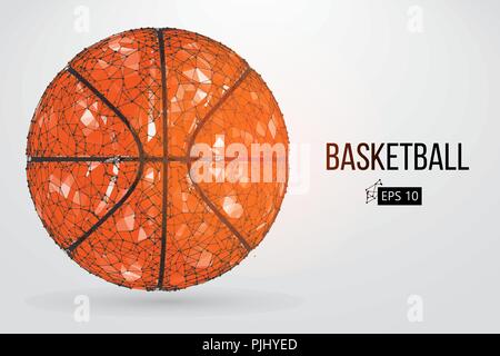 Silhouette einer Basketball Ball. Punkte, Linien, Dreiecke, Text, Farbe, Effekte und Hintergrund auf einem separaten Layer, Farbe kann mit einem Klick geändert werden. V Stock Vektor