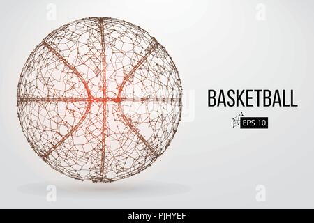 Silhouette einer Basketball Ball. Punkte, Linien, Dreiecke, Text, Farbe, Effekte und Hintergrund auf einem separaten Layer, Farbe kann mit einem Klick geändert werden. V Stock Vektor