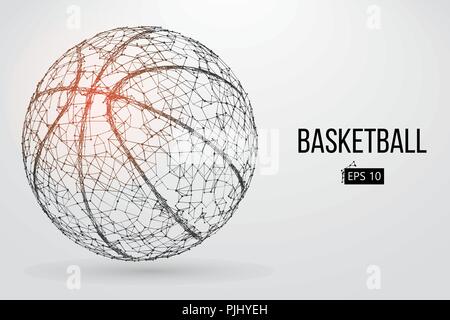 Silhouette einer Basketball Ball. Punkte, Linien, Dreiecke, Text, Farbe, Effekte und Hintergrund auf einem separaten Layer, Farbe kann mit einem Klick geändert werden. V Stock Vektor