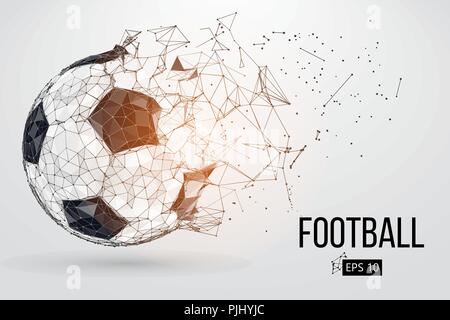 Silhouette einer Fußball-Ball. Punkte, Linien, Dreiecke, Text, Farbe, Effekte und Hintergrund auf einem separaten Layer, Farbe kann mit einem Klick geändert werden. Vec Stock Vektor
