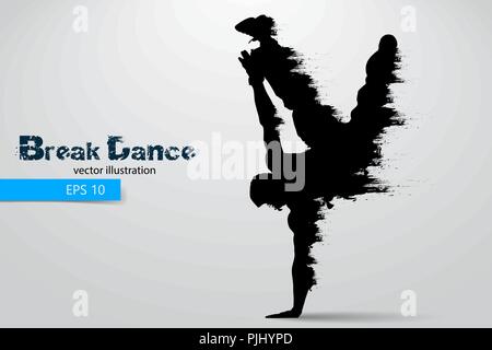 Silhouette einer breakdancer von Partikeln ist. Hintergrund und Text auf einem separaten Layer, Farbe kann mit einem Klick geändert werden. Vector Illustration Stock Vektor