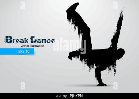 Silhouette einer breakdancer von Partikeln ist. Hintergrund und Text auf einem separaten Layer, Farbe kann mit einem Klick geändert werden. Vector Illustration Stock Vektor