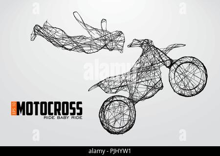 Motocross Fahrer Silhouette. Hintergrund und Text auf einem separaten Layer, Farbe kann mit einem Klick geändert werden. Vector Illustration Stock Vektor