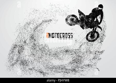 Motocross Fahrer Silhouette. Hintergrund und Text auf einem separaten Layer, Farbe kann mit einem Klick geändert werden. Vector Illustration Stock Vektor