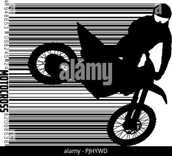 Motocross Fahrer Silhouette. Hintergrund und Text auf einem separaten Layer, Farbe kann mit einem Klick geändert werden. Vector Illustration Stock Vektor