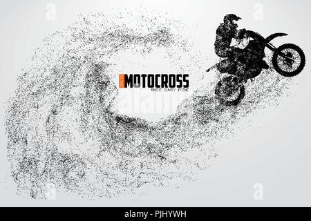 Motocross Fahrer Silhouette. Hintergrund und Text auf einem separaten Layer, Farbe kann mit einem Klick geändert werden. Vector Illustration Stock Vektor