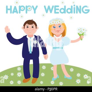 Cartoon flachbild Vector Illustration für die hochzeit einladung und Graphic Design. Kamille. Stock Vektor