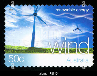 Australien - ca. 2004: einen Stempel in den Australien gedruckten zeigt, Windenergie, Erneuerbare Energie, ca. 2004 Stockfoto