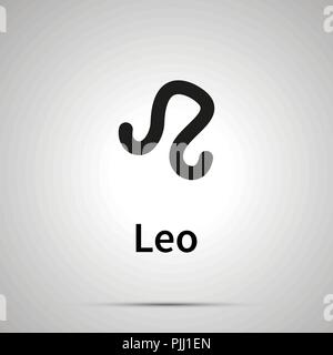 Leo astronomische Zeichen, einfache schwarze Symbol mit Schatten auf Grau Stock Vektor