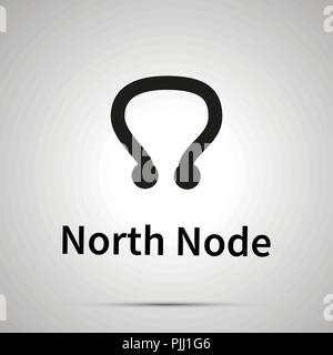 Knoten Nord astronomische Zeichen, einfache schwarze Symbol mit Schatten Stock Vektor