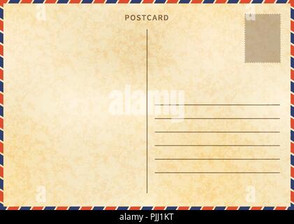 Retro leer Postkarte mit Luftpost Grenze und Papier Textur Stock Vektor