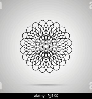 Runde guillochierten Überdruck zu einfachen Symbol mit Schatten auf Grau Stock Vektor