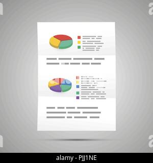 Statistik Bericht mit Grafik, A4 Format Dokument Symbol mit Schatten Stock Vektor