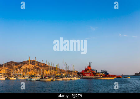 Cartagena-Murcia Hafen Marina Sonnenuntergang im Mittelmeer-Spanien Stockfoto