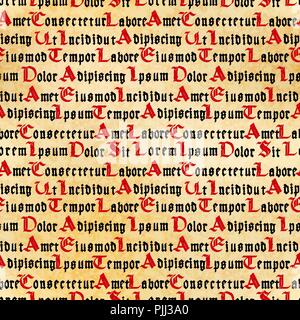 Mittelalterliche Buch Seite mit gotischen lateinischen Text ohne Sinn, nahtlose Muster Stock Vektor