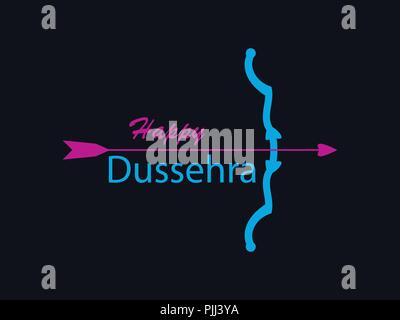 Happy Dussehra. Pfeil und Bogen. Urlaub Symbole des Indischen Urlaub. Vector Illustration Stock Vektor