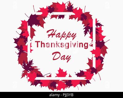 Happy Thanksgiving Day, Rahmen und Blätter. Grußkarte. Vector Illustration Stock Vektor