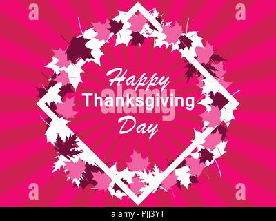 Happy Thanksgiving Day, Rahmen und Blätter. Grußkarte. Vector Illustration Stock Vektor