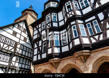 Mittelalterliche Rathaus (1512 - 1516) in Alsfeld, Deutschland - Dies ist eine der wichtigsten deutschen Fachwerkhaus Rathaus Gebäude. Stockfoto
