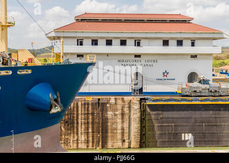 Panama City Panama. März 2018. Ein Blick auf die Miraflores Schleusen an der Panama Kanal in Panama. Stockfoto