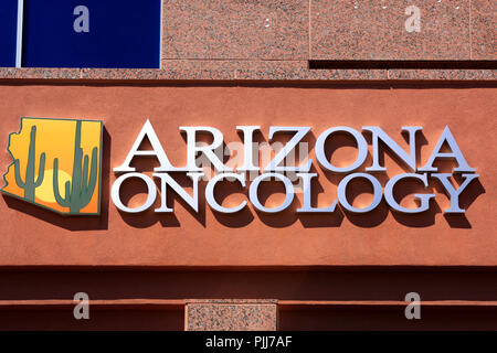 Arizona Onkologie Zentrum overhead Schild an einer Hauswand in Tucson, AZ Stockfoto