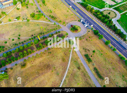 Luftaufnahme von Izvor Park in Bukarest Stadt. Rumänien Stockfoto