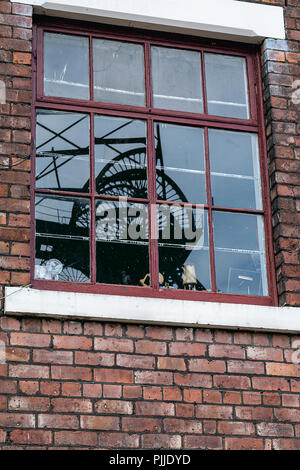 Grube Kopf Reflexion, Lancashire Mining Museum. Stockfoto